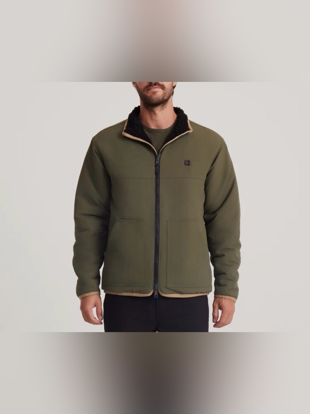 Roark mens switchback reversible jacket olive green black size small.